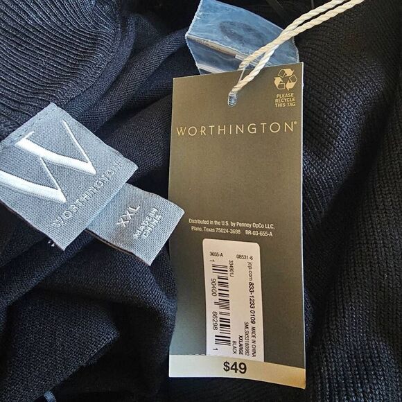 Worthington womens Sz XXL black open split sides  cardigan - Picture 6 of 8